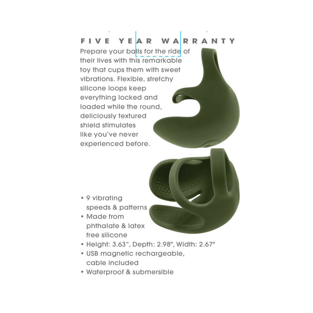 Zero Tolerance Nutty Buddy Cock Ring Stimulator Silicone Green features flexible loops, textured shield, and waterproof design.