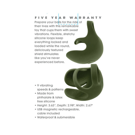 Zero Tolerance Nutty Buddy Cock Ring Stimulator Silicone Green features flexible loops, textured shield, and waterproof design.