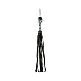 Suede & Fluff Flogger with Checker Handle White/Black