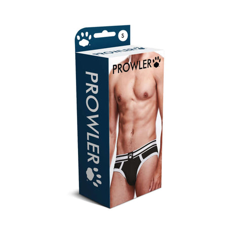 Prowler Brief Black White Size S packaging showcasing a sleek design with contrasting colors and modern style.