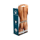 Prowler Oversized Paw Jock Strap Black 2XL packaging showcasing jockstrap design and colorful waistband.