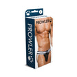 Prowler Jock Strap Black White Medium packaging displaying the stylish two-tone design and paw logo.