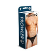 Prowler Lace Jock Strap Black Medium packaging showcasing a model in snug, stylish lace jock strap design