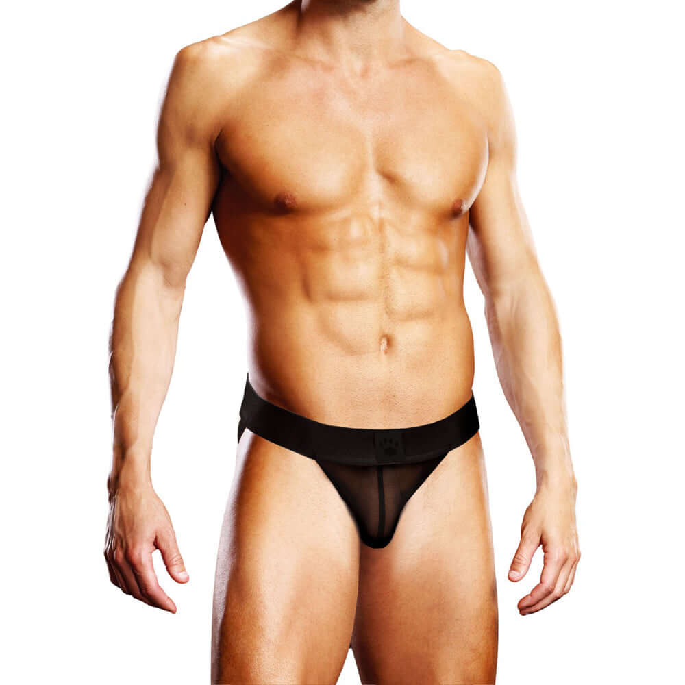 Prowler Mesh Jock Strap Black M on a model showcasing its snug fit and minimalist design.