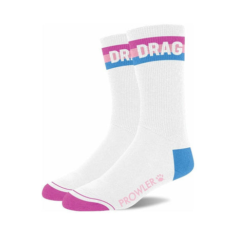 Prowler Drag Socks featuring colorful design with pink and blue accents for stylish comfort.