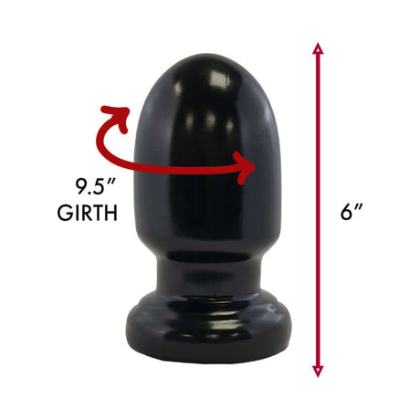 Prowler RED Thud 5 inch Anal Plug Black with 9.5 inch girth and 6 inch height for optimal stimulation.