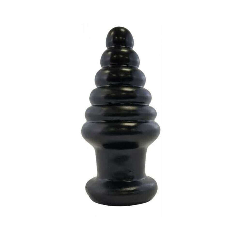 Prowler RED Twisted Tease Anal Plug Black - unique 9-inch black butt plug with twisted 6-ring design for thrilling anal play.