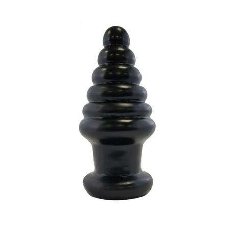 Prowler RED Twisted Tease Anal Plug Black - unique 9-inch black butt plug with twisted 6-ring design for thrilling anal play.