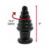 Prowler RED Twisted Tease Anal Plug Black with 9-inch length and 13.5-inch girth for adventurous anal play.