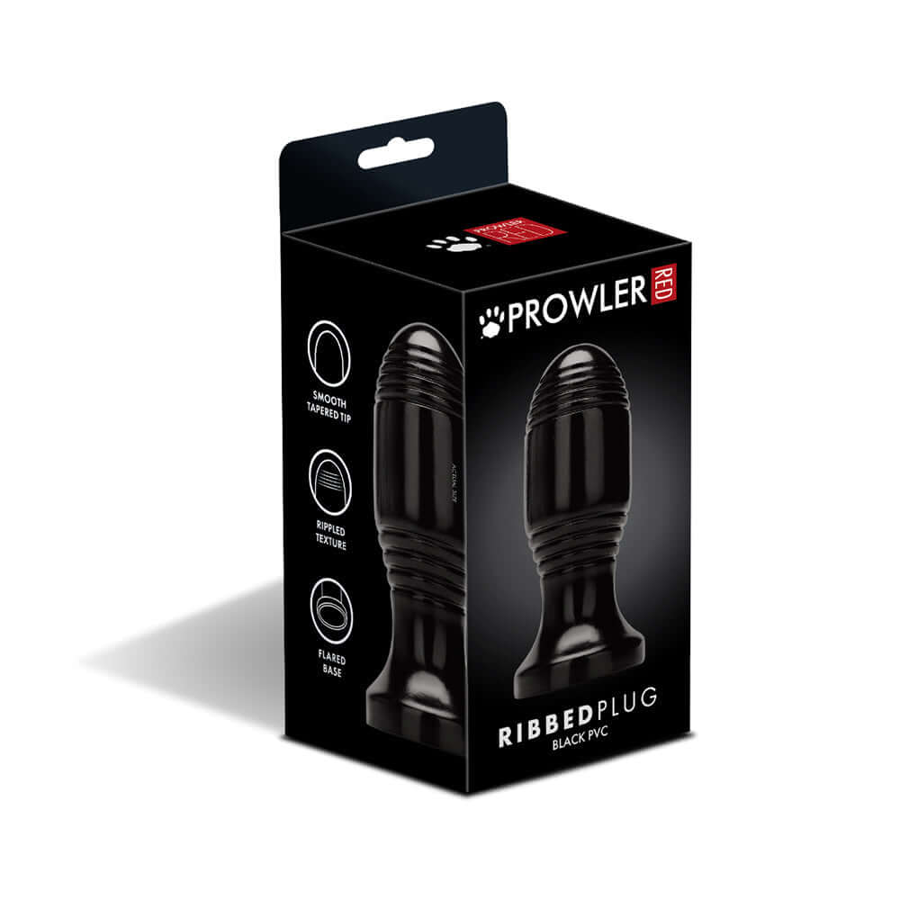 Prowler RED Ribbed Plug Black in its packaging, showcasing ribbed texture and sleek black design.