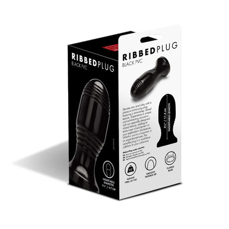 Prowler RED Ribbed Plug Black packaging showing ribbed design and smooth finish for enhanced sensations.