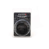 Prowler RED Silicone Cock Strap Black packaged in a clear plastic with label, showcasing durable black silicone design.