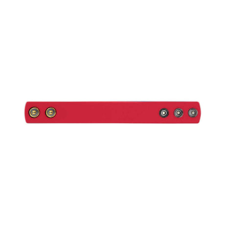 Prowler RED Silicone Cock Strap Red in vibrant red color with metal attachments for secure fit.