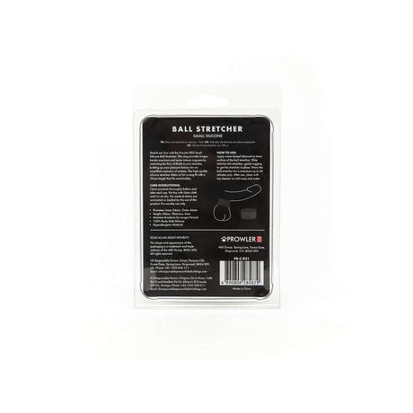 Prowler RED Silicone Ball Stretcher Black S packaging back with product details and instructions.