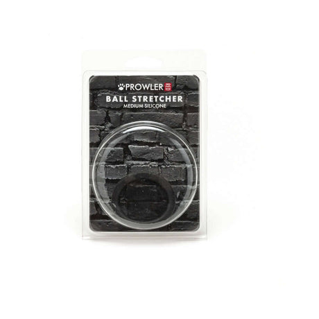 Prowler RED Silicone Ball Stretcher Black M packaging, highlighting its premium body-safe silicone design.