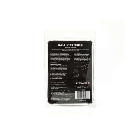 Prowler RED Silicone Ball Stretcher Black M package instructions with details for use and care.