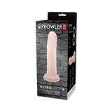 Prowler RED Ultra Cock 8 inch Realistic Dildo Vanilla packaging on display against a brick background.