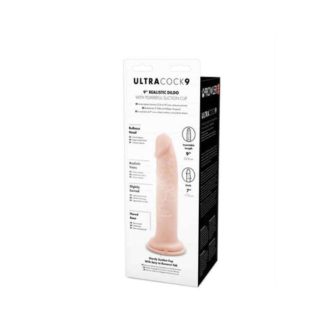 Prowler RED Ultra Cock 9 inch Realistic Dildo Vanilla packaging with suction cup details