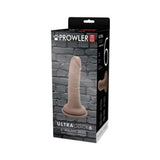Prowler RED Ultra Cock 6 inch Realistic Dildo Caramel packaging on display against a textured brick background.