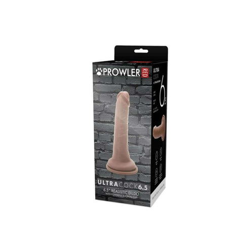 Prowler RED Ultra Cock 6.5 inch Realistic Dildo Caramel packaging on display with detailed design.