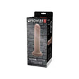 Prowler RED Ultra Cock 8 inch Realistic Dildo Caramel packaging on a stone wall background.