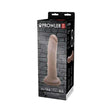 Prowler RED Ultra Cock 8.5 inch Realistic Dildo Caramel packaging on display against a brick wall.