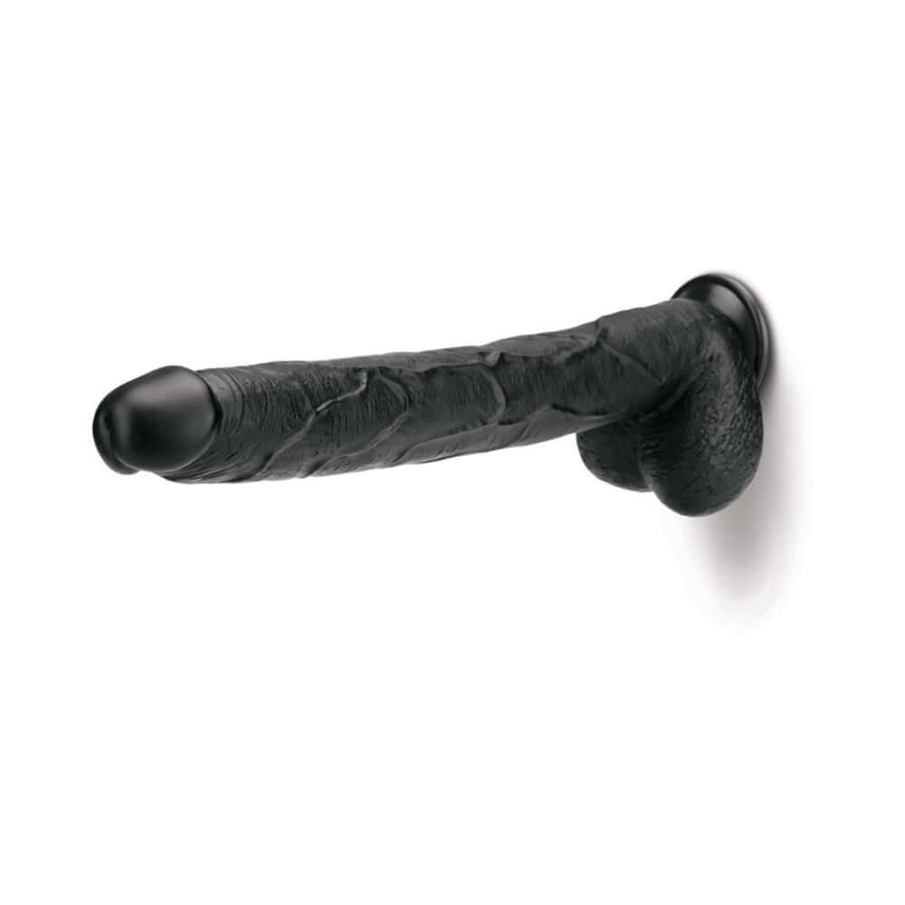 Prowler RED The Destroyer 15 Inches Dildo Black on display showcasing realistic design and firm texture.