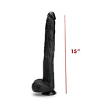 Prowler RED The Destroyer 15 Inches Dildo Black showing realistic design with detailed balls and size reference.