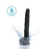 Prowler RED The Destroyer 15 Inches Dildo Black splashing in water, showcasing its waterproof design.