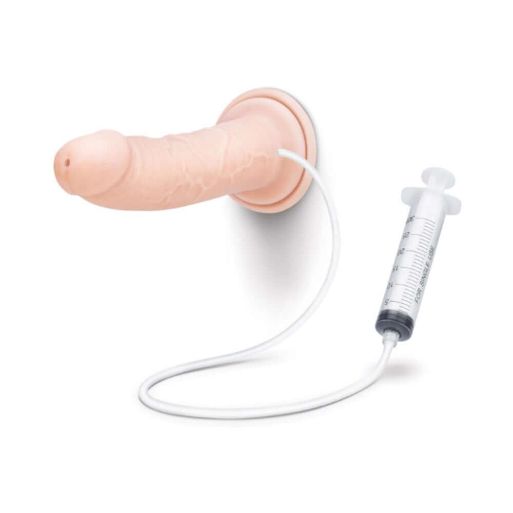 Prowler RED Ultra Cock 8 inch Realistic Squirting Dildo with connected syringe for realistic squirting action.