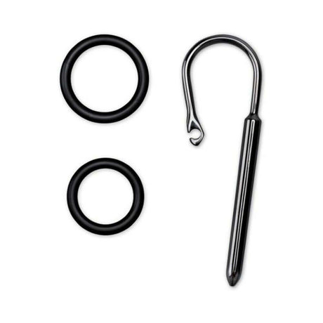 Prowler RED Urethral Plug & Ring Stainless Steel alongside two black O-rings for enhanced pleasure and exploration.
