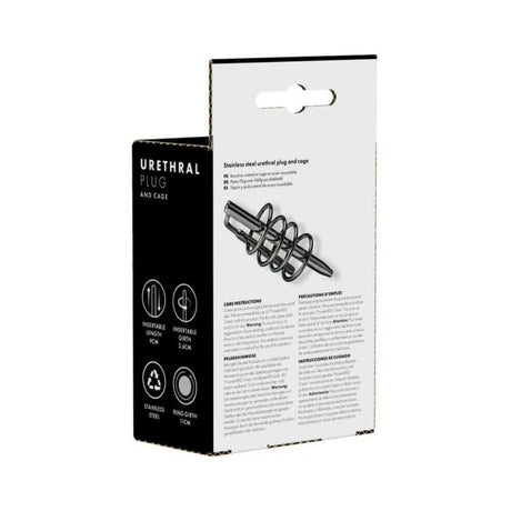 Prowler RED Urethral Plug & Cage Stainless Steel packaging showcasing instructions and specifications.