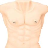 Prowler RED Magnetic Orbs 4-Pair Set displayed on a torso model with magnetic metal orbs for sensation play.