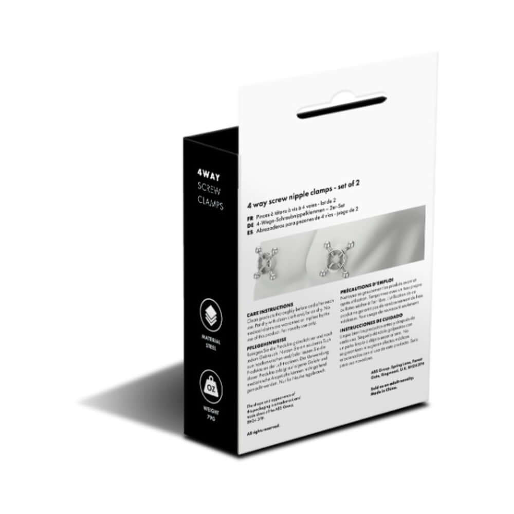 Prowler RED 4 Way Screw Nipple Clamp Set packaging displaying product details and instructions.
