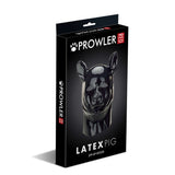 Prowler RED Latex Pig Hood Black packaging showcasing a glossy black pig-style design for fetish fashion.
