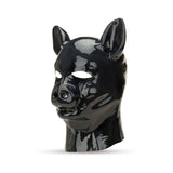 Prowler RED Latex Pig Hood Black, sleek latex pig-style hood with glossy black finish for fetish fashion and roleplay.