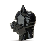 Prowler RED Latex Pig Hood Black side view showcasing glossy black latex finish and unique pig-style design.
