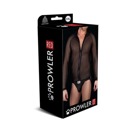 Prowler RED Mesh Hoodie Black 2XL packaging display featuring a model in a mesh shirt and shorts.