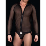Prowler RED Mesh Hoodie Black 2XL on a model, showcasing breathable fabric and modern design.