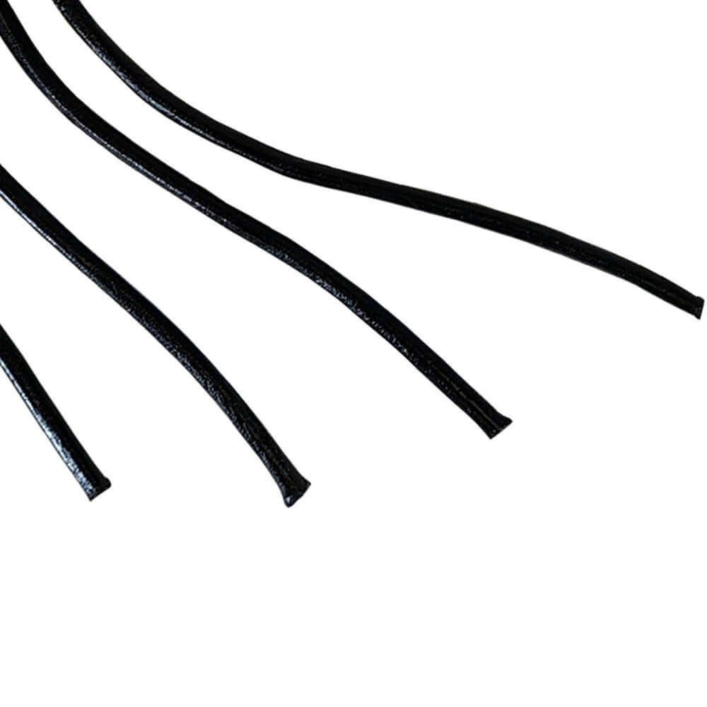 Close-up of the tails of the Prowler RED Heavy Duty Flogger Black, showcasing durable black material and design.