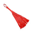 Prowler Red Leather Suede Flogger Red with tassels and comfortable suede-wrapped handle for sensory impact play.