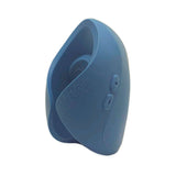 Hot Octopuss Pulse Duo Remote Control Vibrating Stroker Blue side view showing sleek design and control buttons.