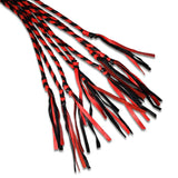 Prowler RED Long Handle Flogger Black Red flaunting black and red braids, perfect for impact play and control.