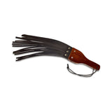 Prowler RED Leather & Wood Fringe Paddle featuring a wooden handle and leather fringe for a unique impact accessory.