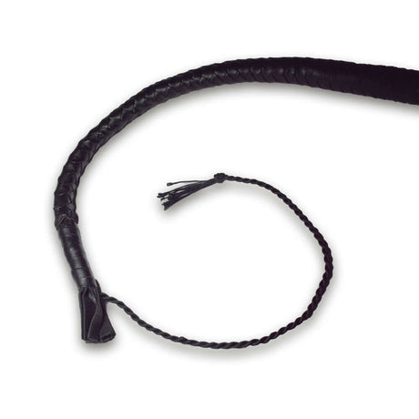 Prowler RED Turkish Knot Whip Black 2 feet showcasing its sleek design and braided texture for sensation play.
