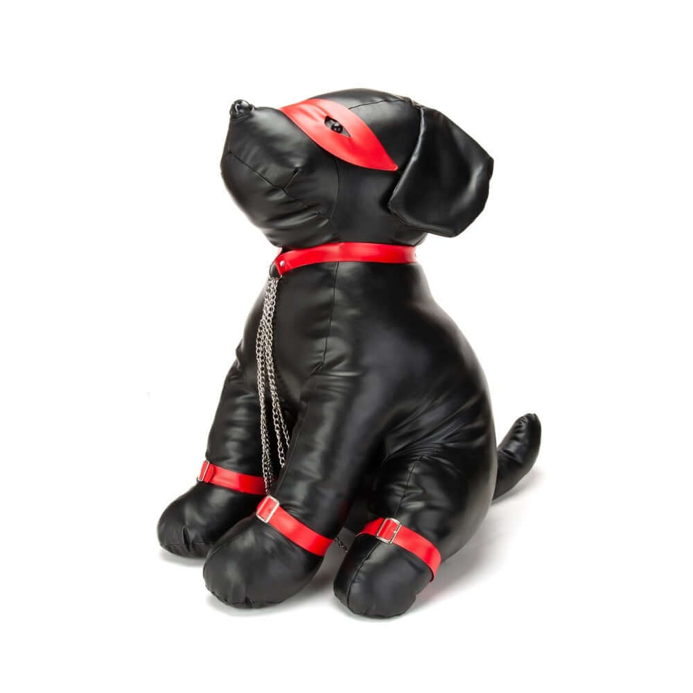Prowler RED Captain Chains L dog figure in black with red harness, perfect for home decor or playful accessory.