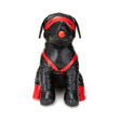 Prowler RED Booted Up Bandit L oversized novelty padded puppy with black and red harness, 26.5 inches tall.