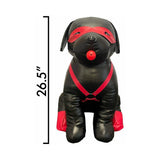 Prowler RED Booted Up Bandit L oversized novelty puppy standing 26.5 inches tall for fetish-inspired decor.