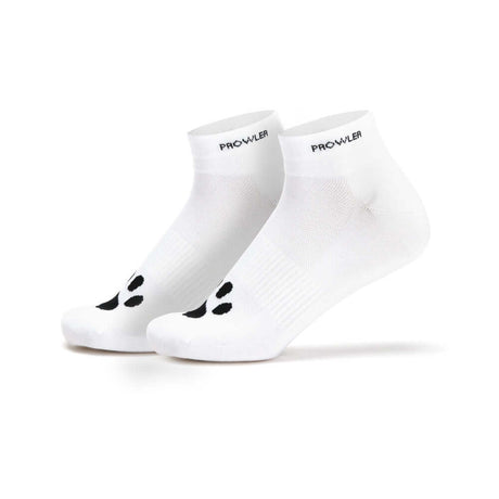 Prowler RED Ankle Sock Cum Dump - white ankle socks with black paw prints, stylish and comfortable for bold statements.