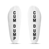Prowler RED Ankle Sock Cum Dump showing bold text design on white socks.